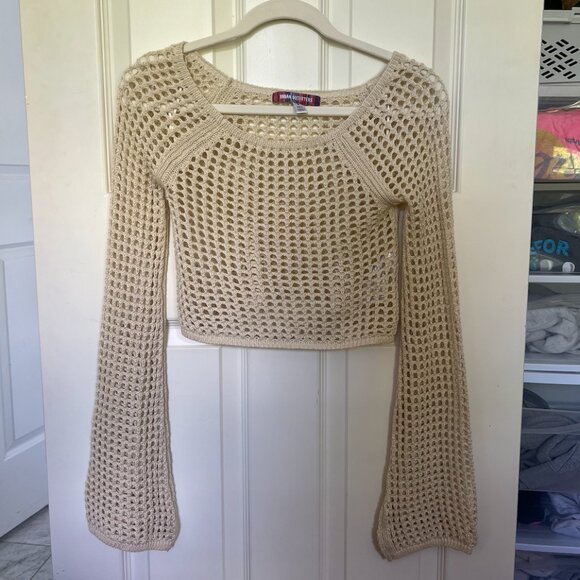 UO Chloe Cropped Open-Knit Sweater - Picture 3 of 3